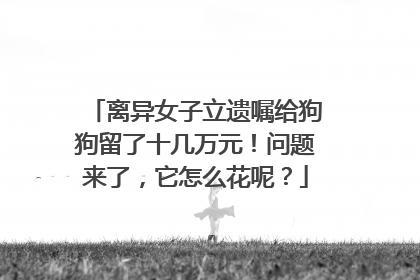 离异女子立遗嘱给狗狗留了十几万元！问题来了，它怎么花呢？